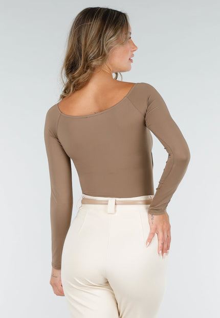 OP=OP.08.NL Camel Top met Plooidetail