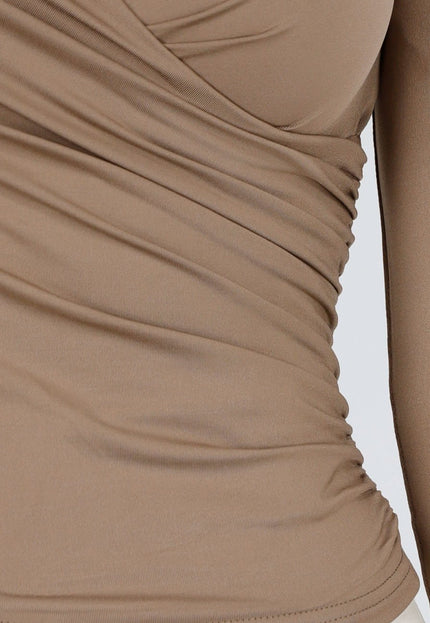 OP=OP.08.NL Camel Top met Plooidetail