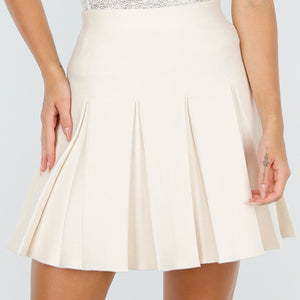 NEW200825 Crèmekleurige Geplooide Mini Rok