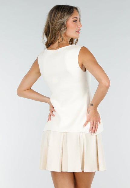 NEW200825 Crèmekleurige Mouwloze top