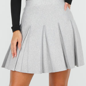 NEW200825 Lichtgrijze Geplooide Mini Rok