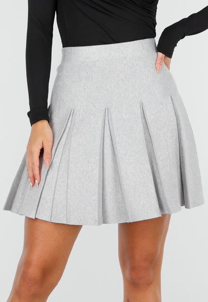 NEW200825 Lichtgrijze Geplooide Mini Rok