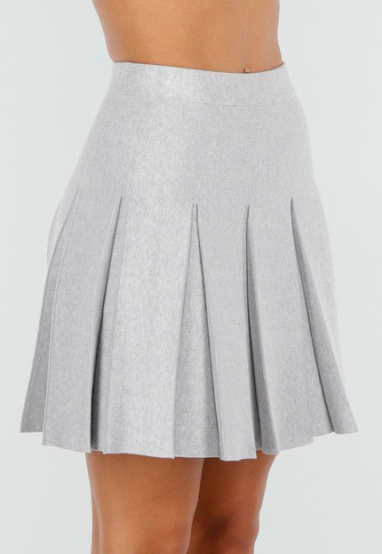 NEW200825 Lichtgrijze Geplooide Mini Rok
