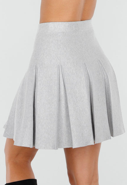 NEW200825 Lichtgrijze Geplooide Mini Rok