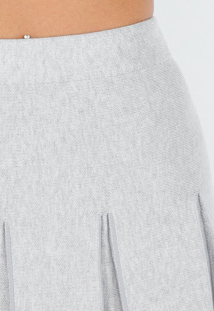 NEW200825 Lichtgrijze Geplooide Mini Rok