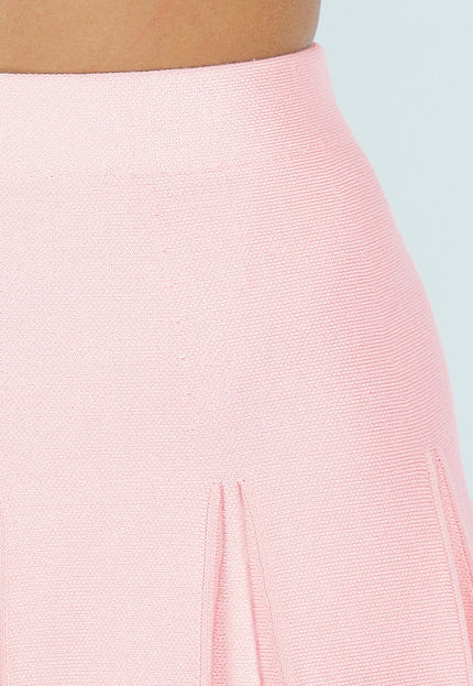 NEW200825 Lichtroze Geplooide Mini Rok