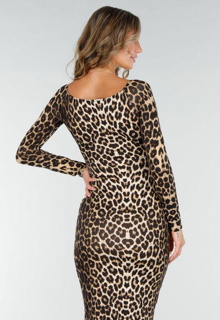 NEW200825 Luipaard  Stretch Jurk