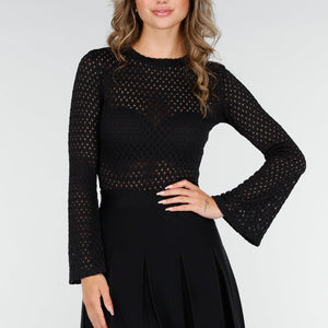 OP=OP.03.NL Opengewerkte Zwarte Top