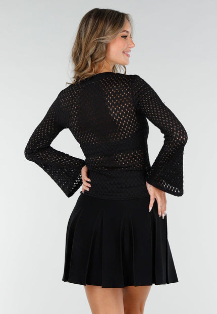 OP=OP.03.NL Opengewerkte Zwarte Top