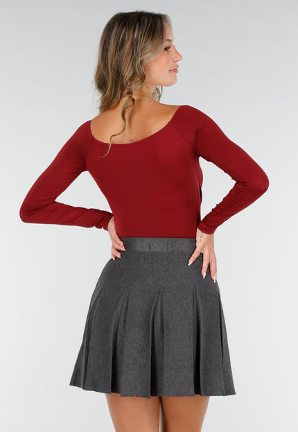 NEW200825 Rode Top met Overslaghals