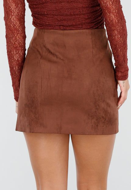 Roestbruine Suèdelook Rok