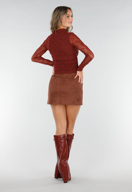 NEW200825 Roestkleurige Kanten Top