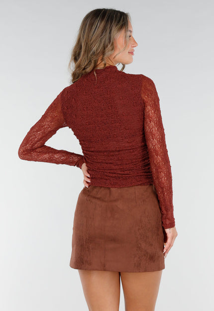 NEW200825 Roestkleurige Kanten Top