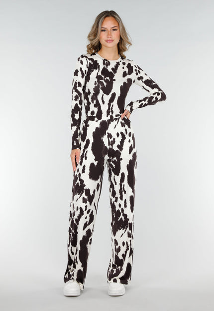 NEW200825 Stretchbroek met Koeienprint