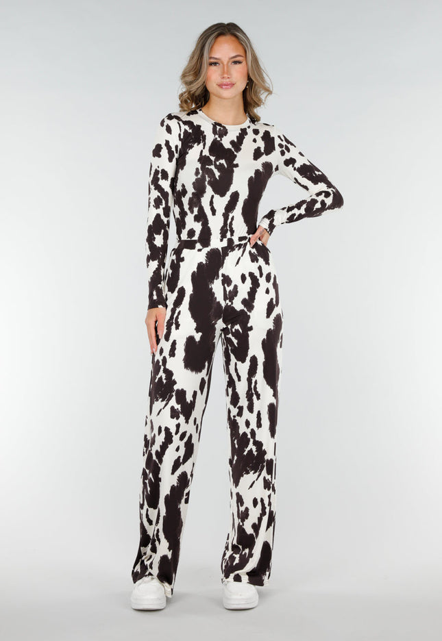 NEW200825 Stretchbroek met Koeienprint