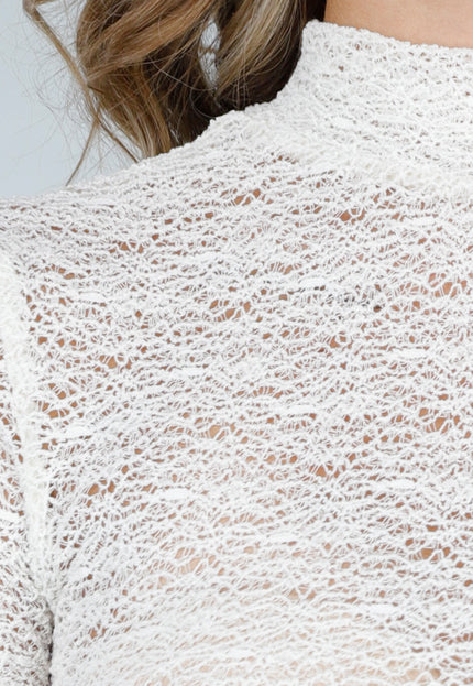 NEW200825 Witte Gehaakte Top met Col