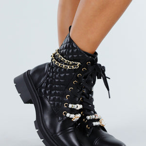 NEW200825 Zwarte Quilted Veterboots