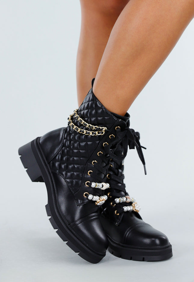 NEW200825 Zwarte Quilted Veterboots