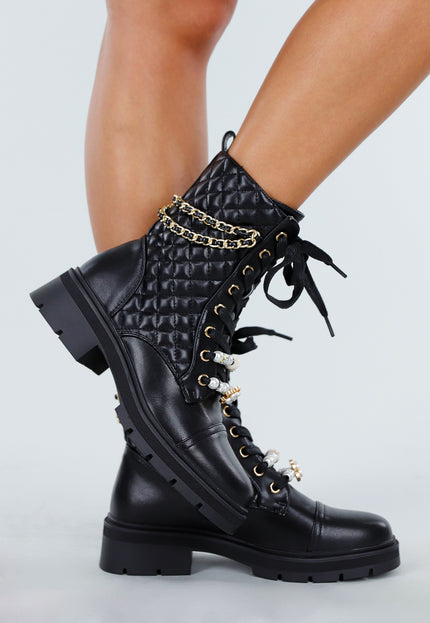 NEW200825 Zwarte Quilted Veterboots