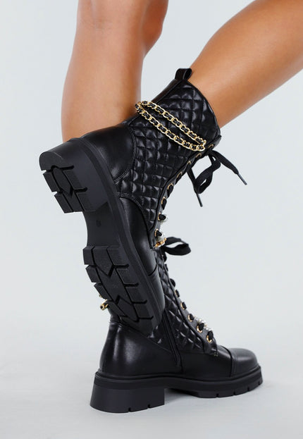 NEW200825 Zwarte Quilted Veterboots