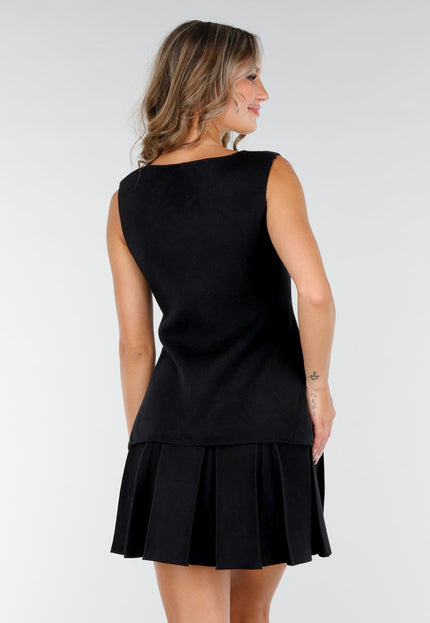 NEW200825 Zwarte Top met Gouden Knopen