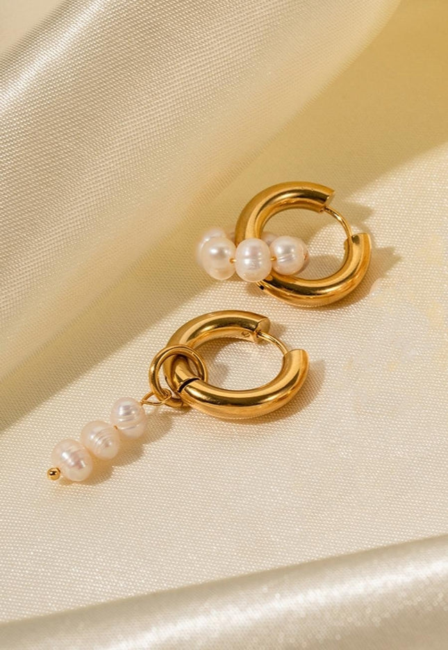 NEW2009 Gouden Stainless Mix Oorbellen met Parels