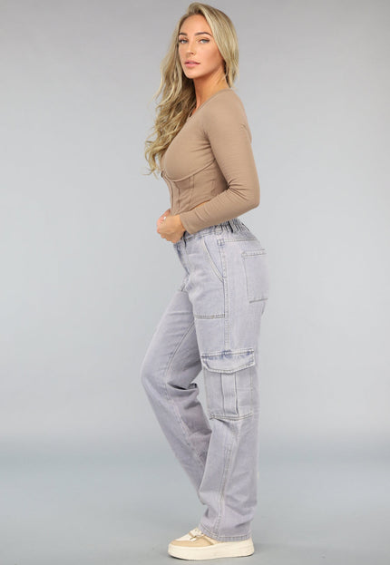 OP=OP.AV.09 Khaki Top met Zichtbare Naden