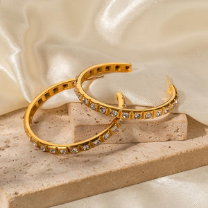 NEW2009 Statement Gouden Oorringen met Strass Steentjes