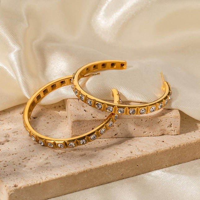 NEW2009 Statement Gouden Oorringen met Strass Steentjes