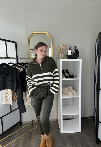 OP=OP.44.NL Stretch Cargo Jogger in Legergroen