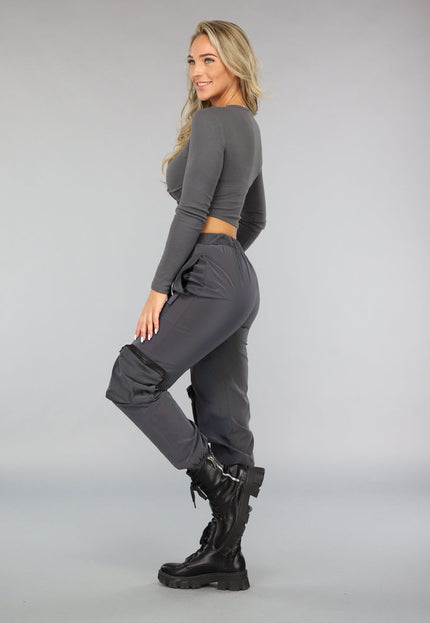 OP=OP.AV.09 Top met Korsetdetail in Antraciet