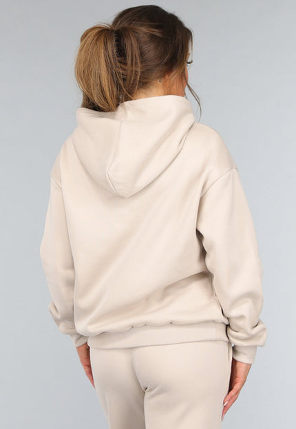 NEW2011 Beige Hoodie Set met Wijduitlopende Broek