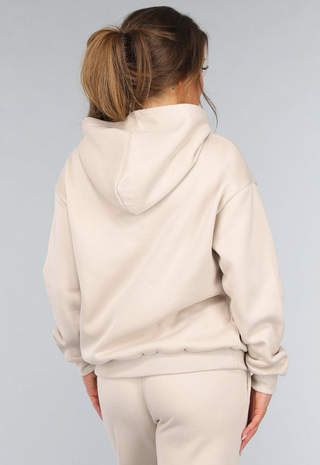 NEW2011 Beige Hoodie Set met Wijduitlopende Broek