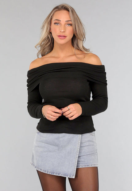 OP=OP.48.NL Geplooide Top met Blote Schouders