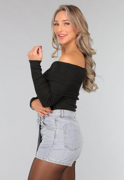 OP=OP.48.NL Geplooide Top met Blote Schouders