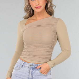 NEW2011 Khaki Padded Top met Mesh Details