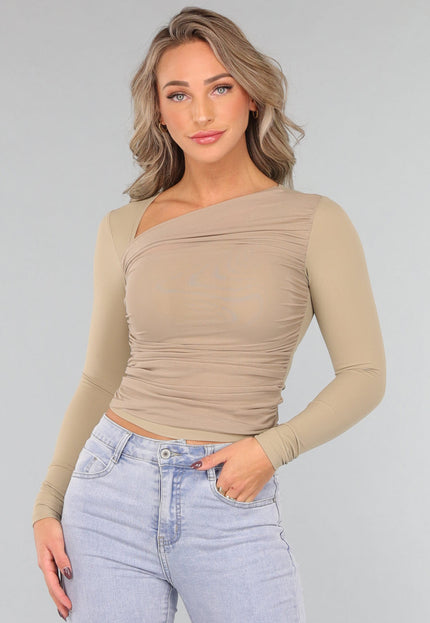 NEW2011 Khaki Padded Top met Mesh Details