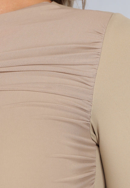 NEW2011 Khaki Padded Top met Mesh Details