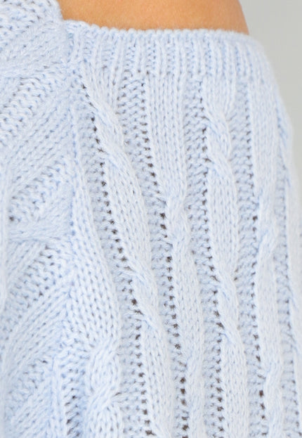 OP=OP.49.S Lichtblauwe Trui met Open Schouders