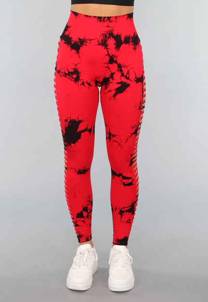OP=OP.34.NL Rode Sportlegging met Cut Out en Vlek Print