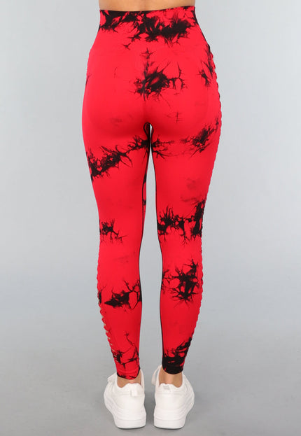 OP=OP.34.NL Rode Sportlegging met Cut Out en Vlek Print