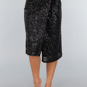 OP=OP.AV.12 Sequin Midi Wikkelrok in Zwart