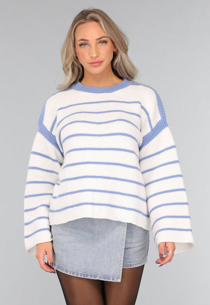 OP=OP.37.S Witte Trui met Blauwe Strepen