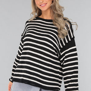 NEW2011 Zwarte Gestreepte Oversized Trui