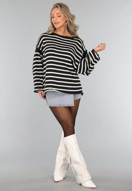 NEW2011 Zwarte Gestreepte Oversized Trui