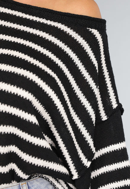 NEW2011 Zwarte Gestreepte Oversized Trui