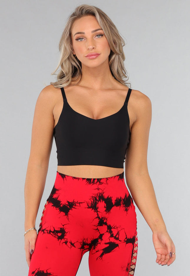 OP=OP.45.NL Zwarte Softcup Sport Bh met Kruis Rug