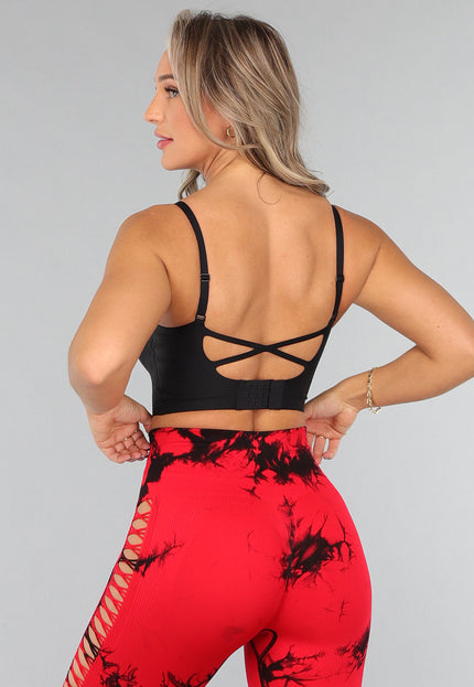 OP=OP.45.NL Zwarte Softcup Sport Bh met Kruis Rug