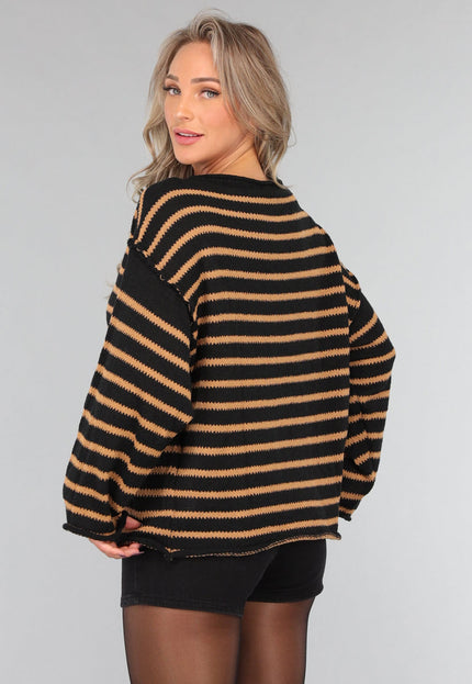 NEW2011 Zwarte Trui met Bruine Strepen