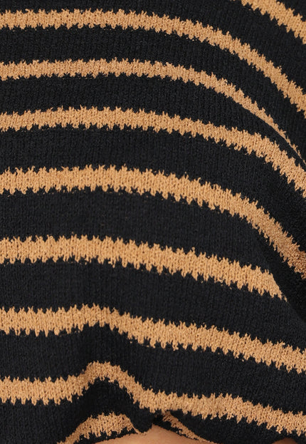 NEW2011 Zwarte Trui met Bruine Strepen